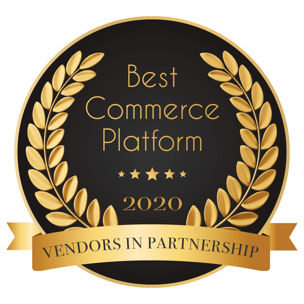 Badge displaying that Miva was named Best Ecommerce Platform in 2020 by Vendors In Partnership.