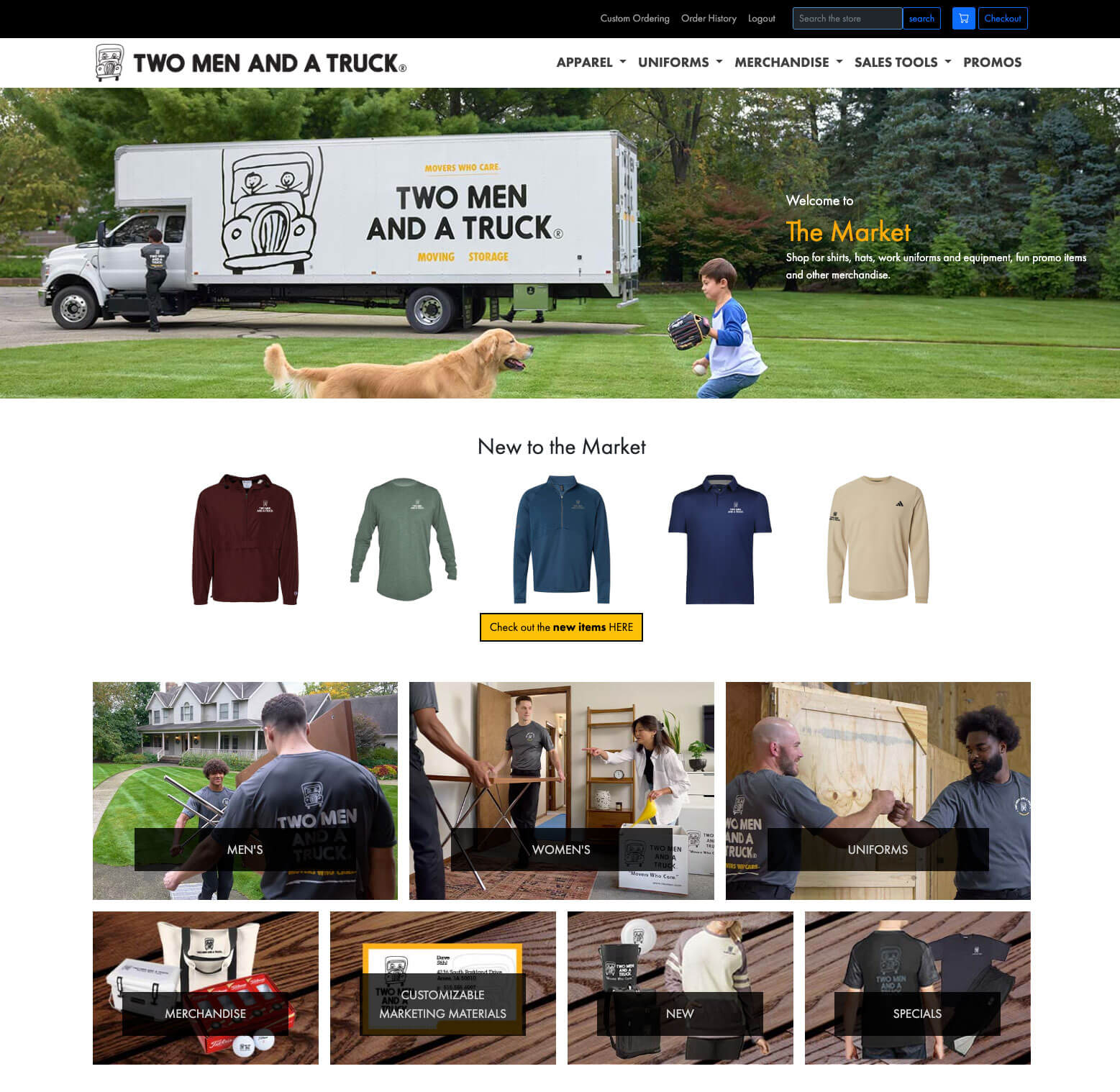 Screenshot of Two Men and a Truck's home page.