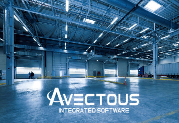 Photo of a warehouse with the Avectous logo on top of it.