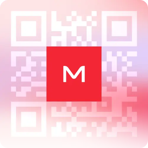 Miva logo on top of a blurred QR code background.