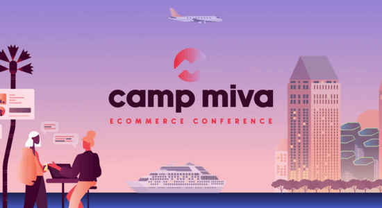 Illustration of downtown San Diego and the words Camp Miva Ecommerce Conference.