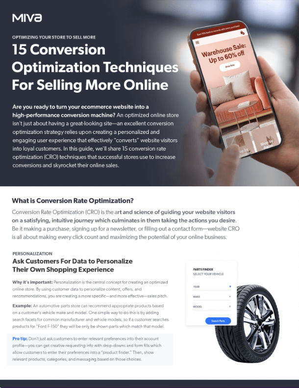 Cover for the 15 Conversion Optimization Techniques For Selling More Online guide.