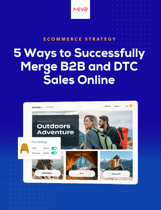 Screenshot of an outdoor website with the words 5 Ways to Successfully Merge B2B and DTC Sales Online.
