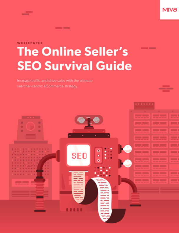 An illustrated robot that says SEO on it's chest and the text The Online Seller's SEO Survival Guide.