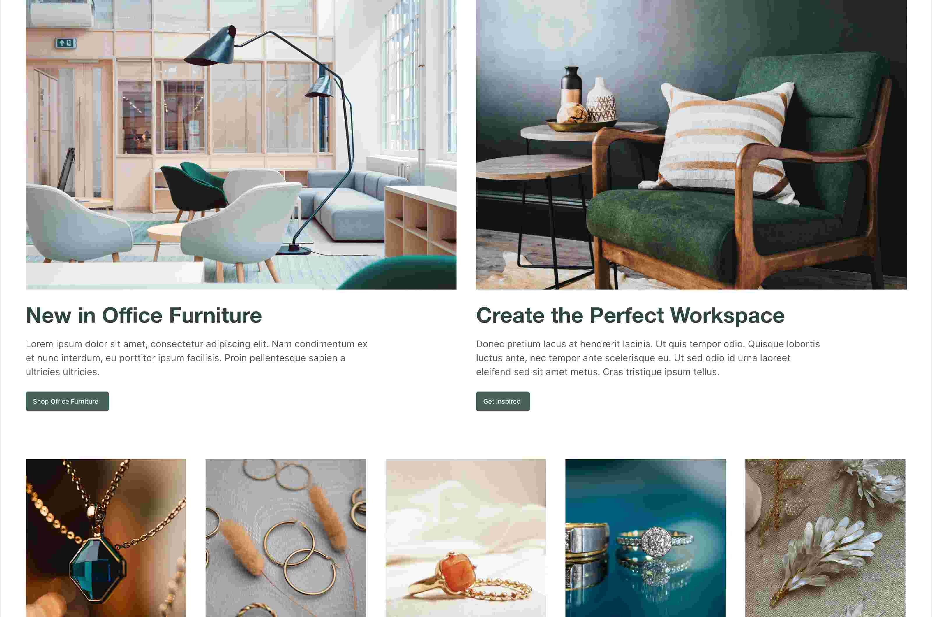 Screenshot of a furniture store website using Miva ReadyThemes.