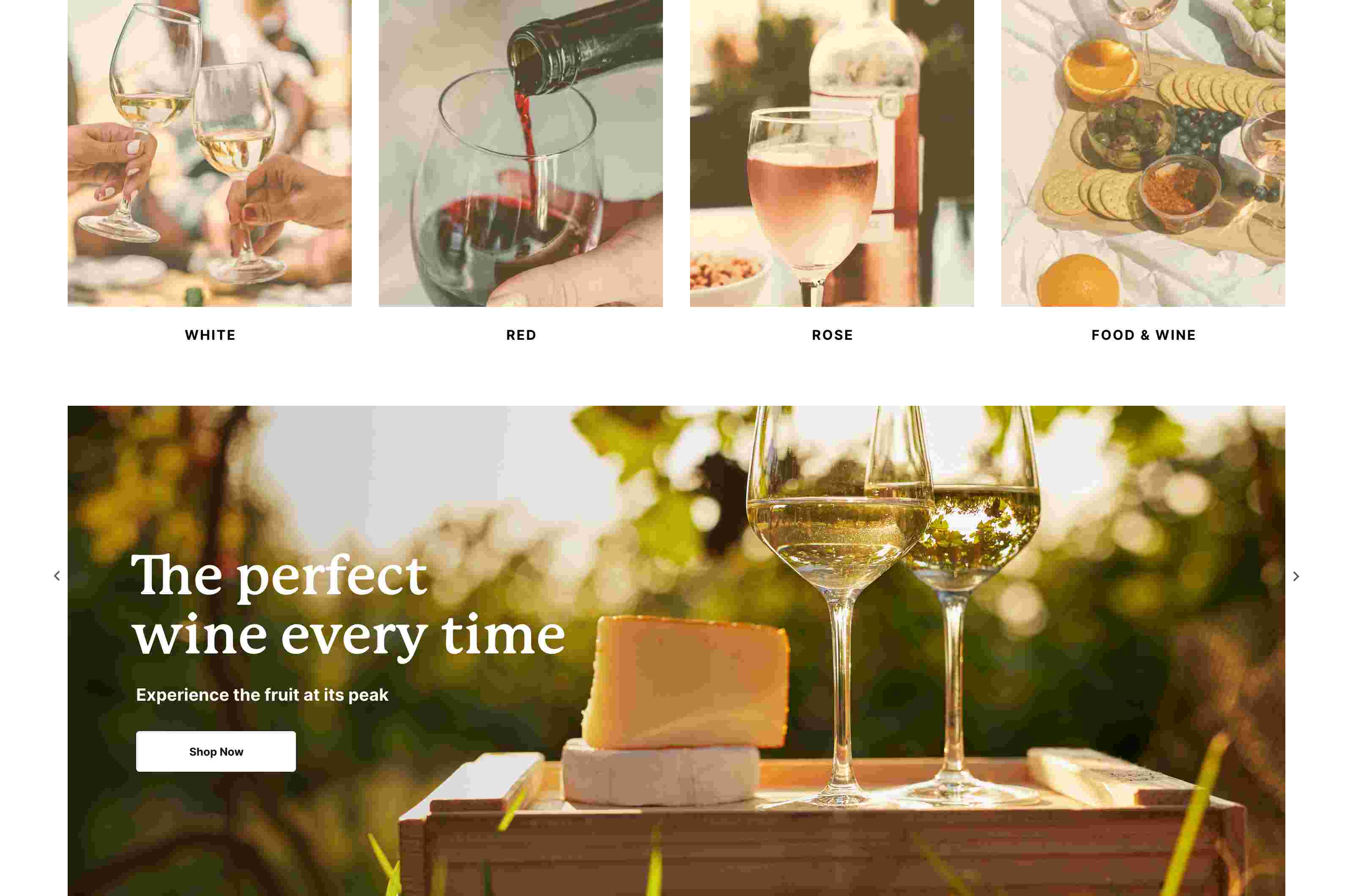 Screenshot of a wine store website using Miva ReadyThemes.