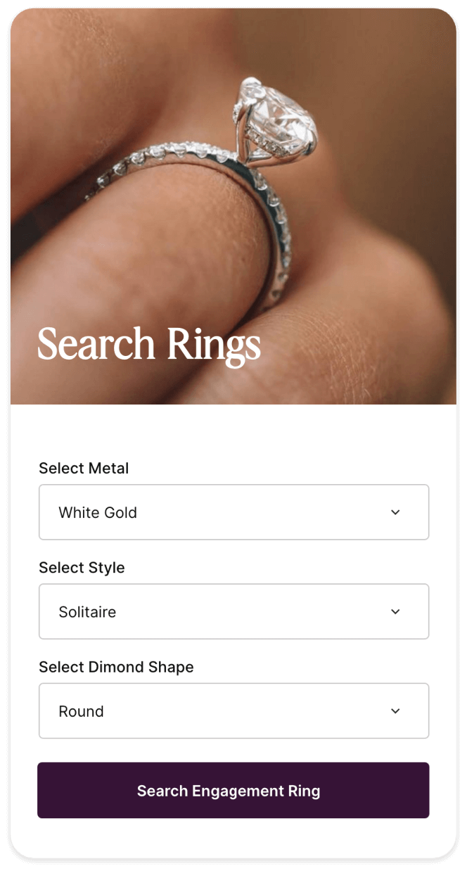 Screenshots of a search page for rings.