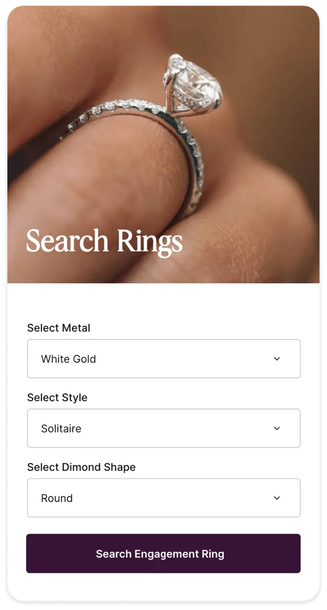 Screenshots of a search page for rings.